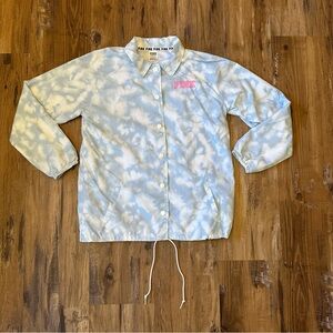 Victoria’s Secret PINK Light Blue Tie Dye Snap Front Coaches Jacket Windbreaker